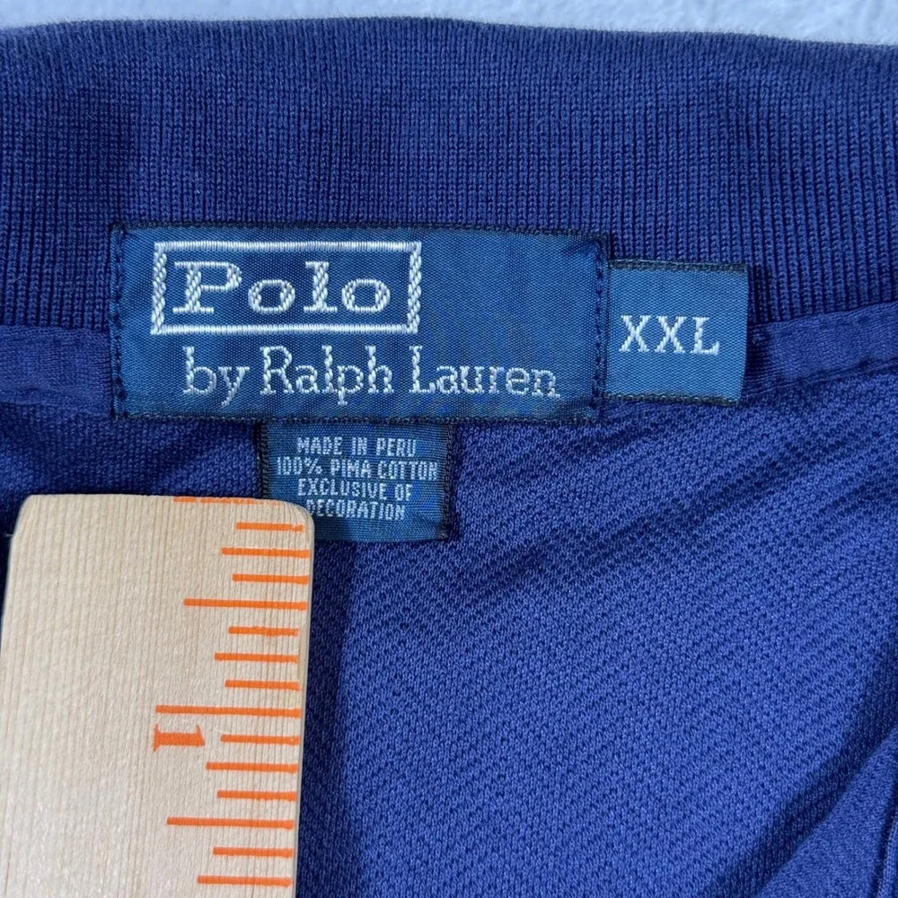Polo Ralph Lauren Men's XXL Navy Blue Pima Cotton Herringbone Short Sleeve Polo
